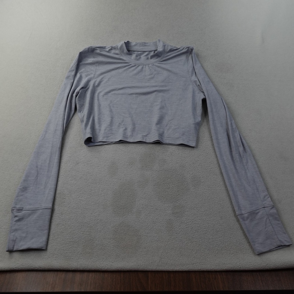 Vuori Lux Crop Long Sleeve Shirt Womens L Gray Crew Neck Stretch VW1021